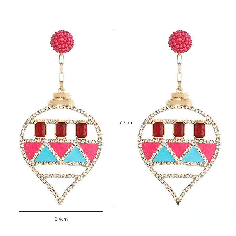 Aretes De Cobre Con Diamantes De Árbol De Navidad al por mayor